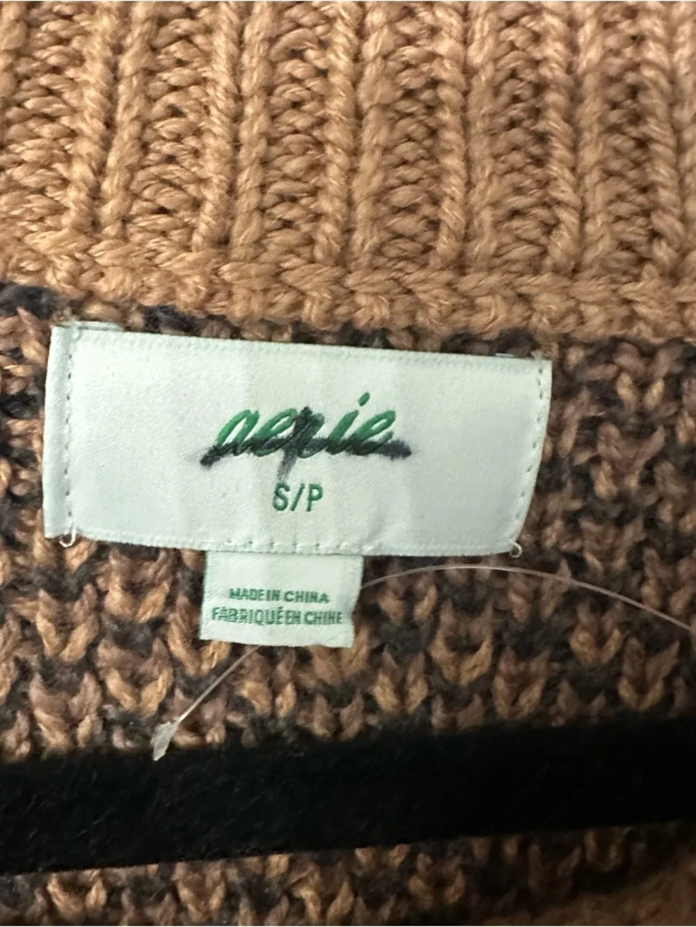 Aerie Women's Long Sleeve Knit Tan & Black Cheetah Crewneck Sweater Sz S GUC